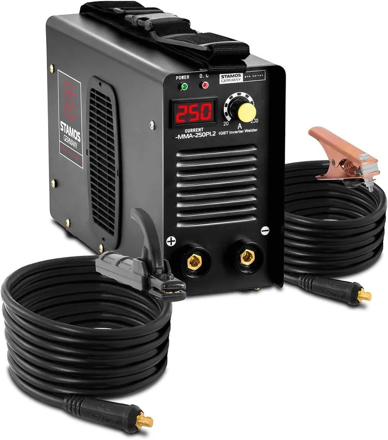 Stamos Germany MMA 250 PRO, soldadora inverter con electrodos de hasta 4 mm