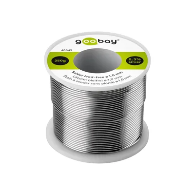 Goobay 40845 Estaño para soldar sin plomo con plata, 1,0 mm y 250 g