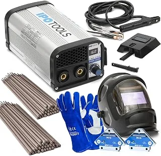 IPOTOOLS MMA-160R Kit con casco, electrodos, guantes e imanes
