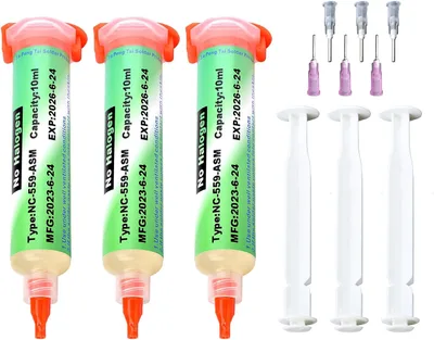 BORISCA Pasta de soldadura en jeringa NC-559-ASM sin plomo, 3 x 10 ml