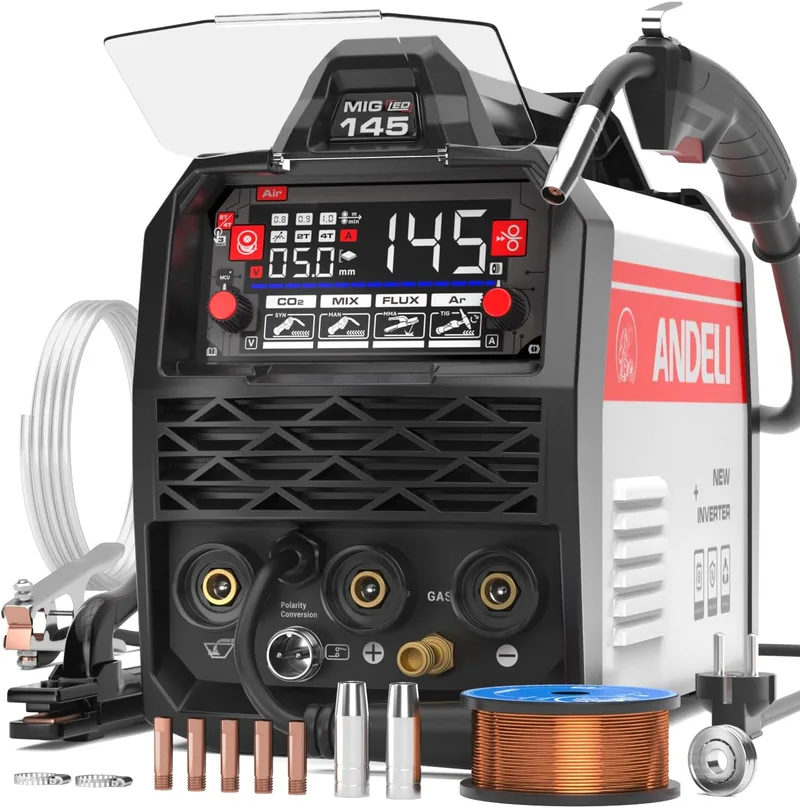 ANDELI MIG-145 Soldadora compacta MIG, TIG Lift y MMA 230V